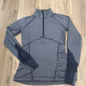 LULU LEMON Heather Blue Long Sleeve Top with Dark Blue Details